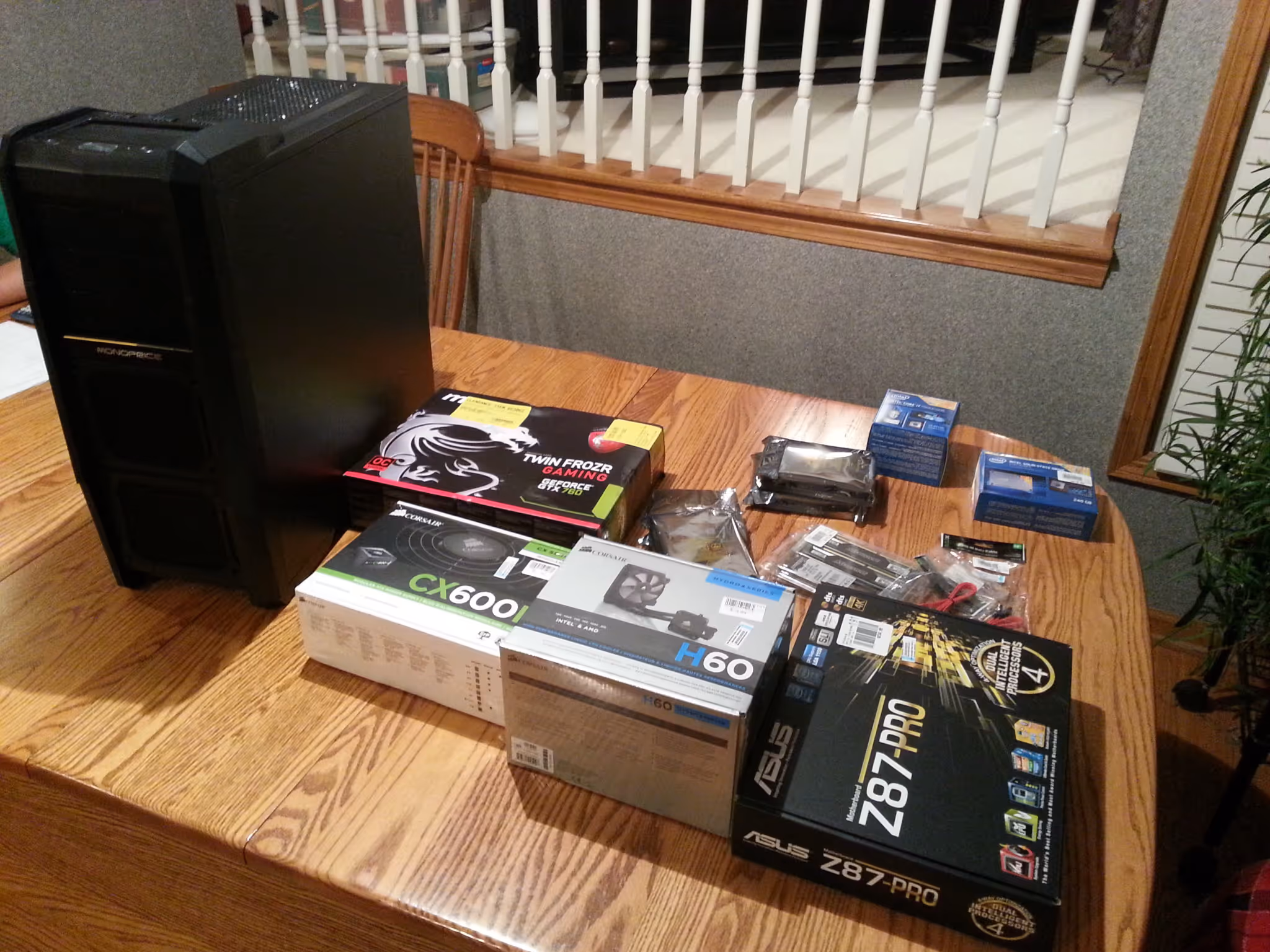 Computer parts used in the build