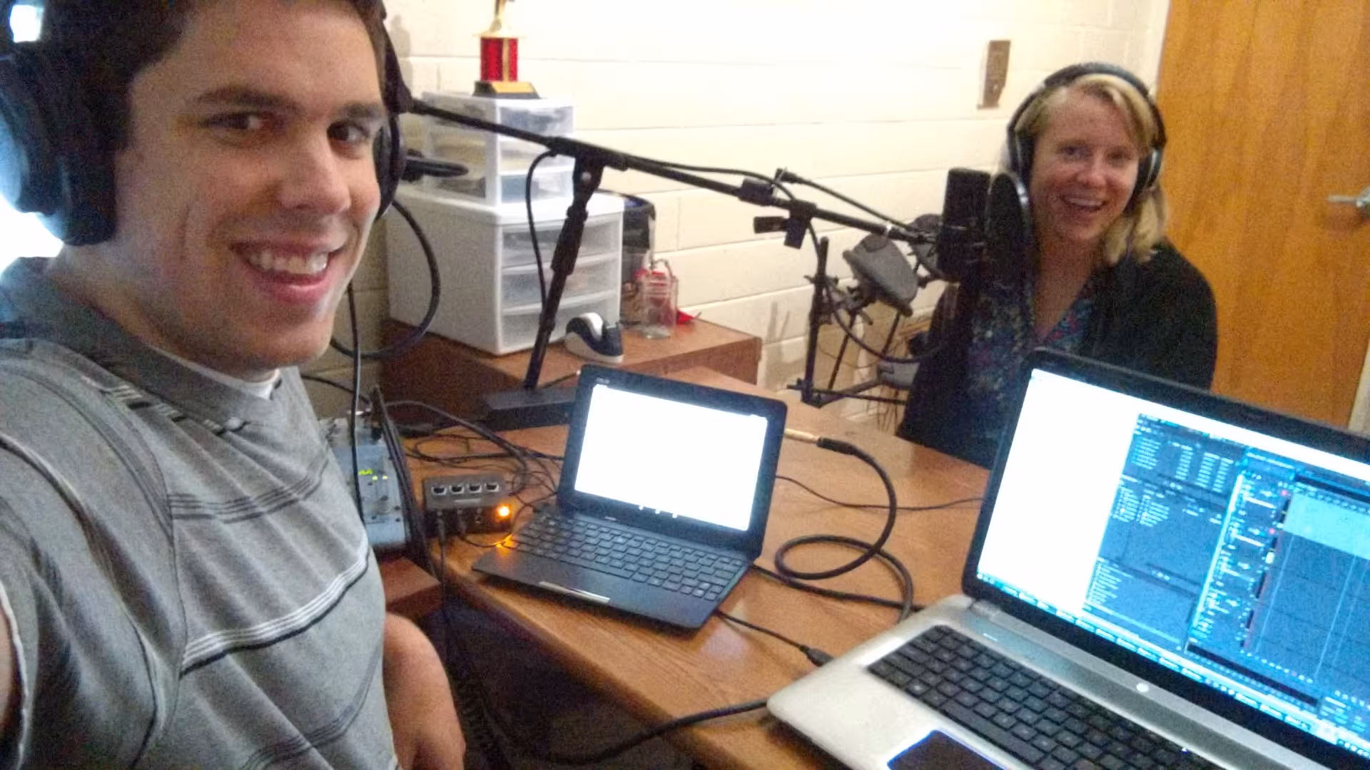 Brian and Jordan Recording the Podcast