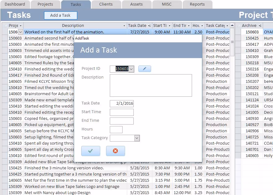 A screenshot of a database system