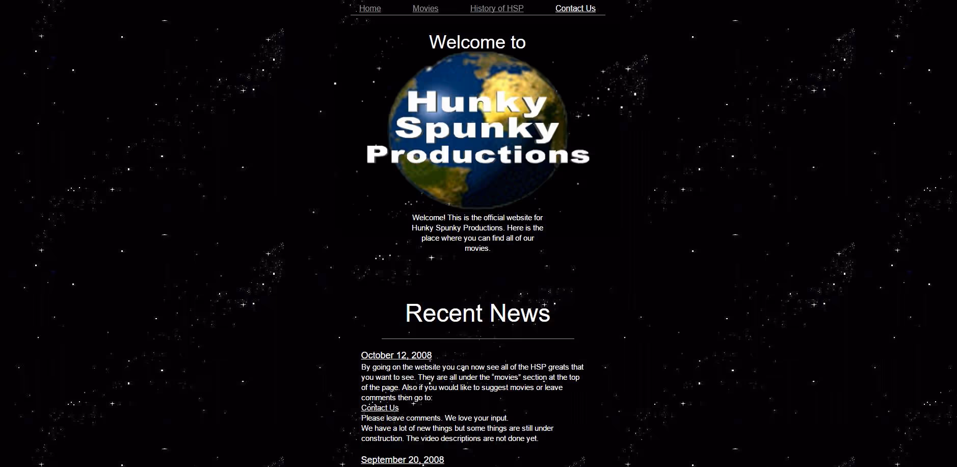 Hunky Spunky Production’s Original 2008 Site