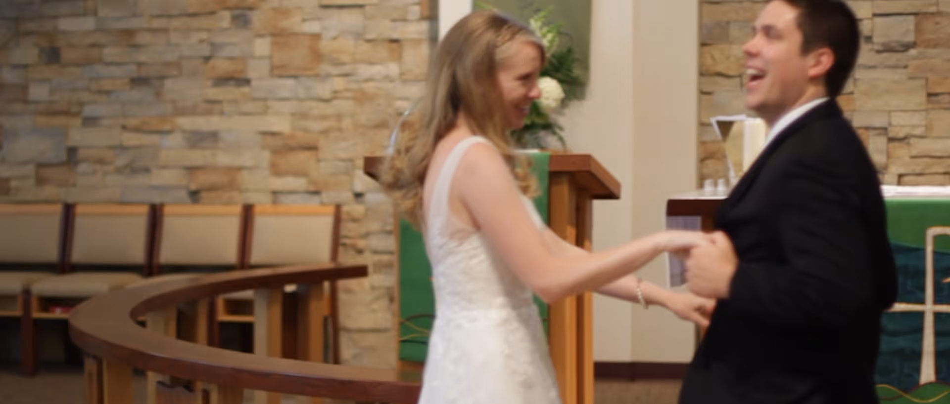 Jordan and Brian dance before their wedding ceremony