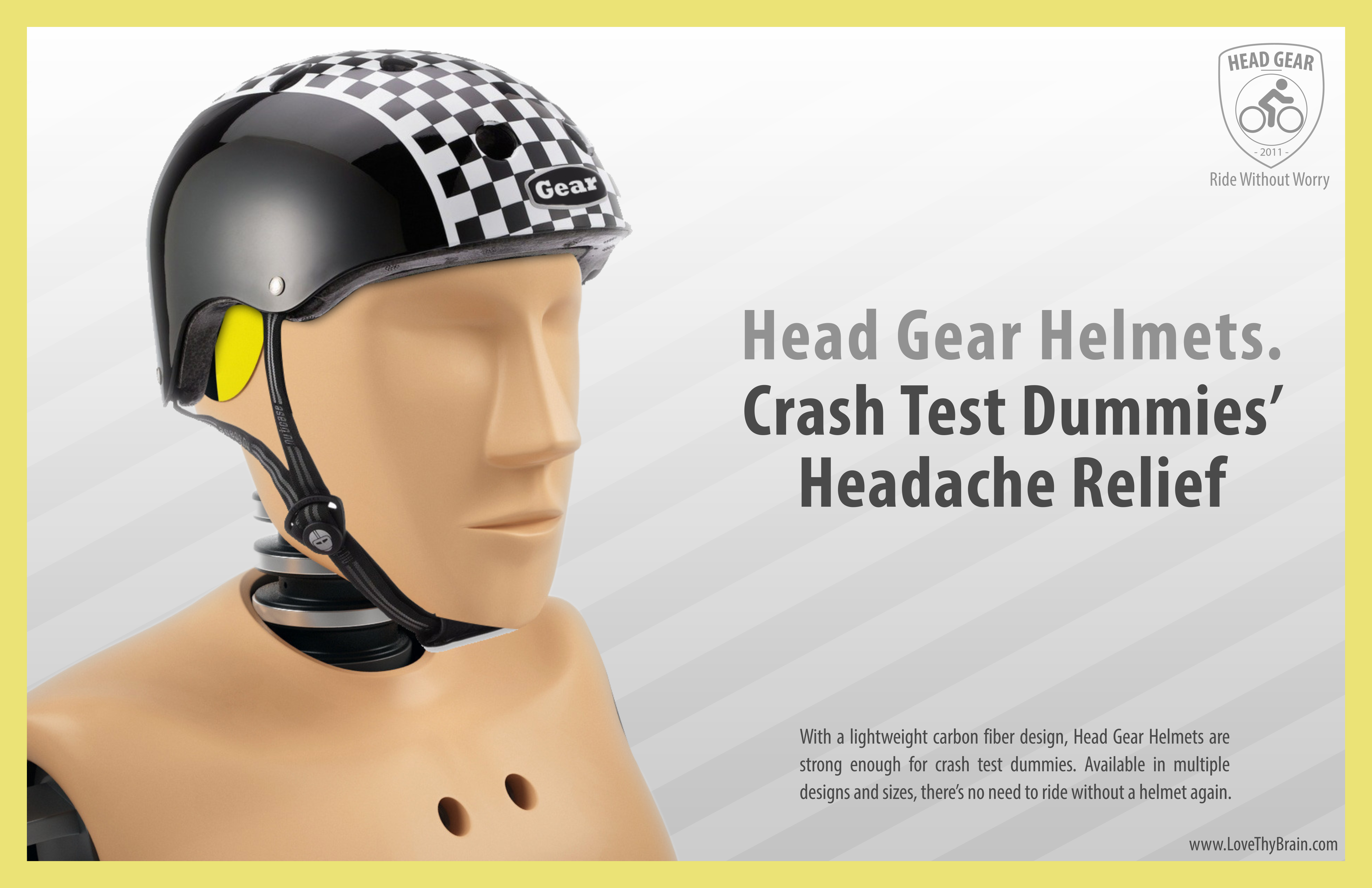 Head Gear Helmets Crash Test Dummy Ad