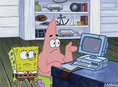 Spongebob destroying a computer