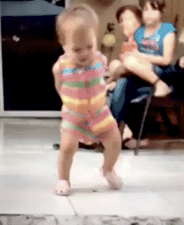 A GIF of a baby dancing