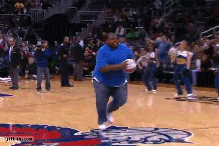 GIF of a guy jumping for a dunk and missing