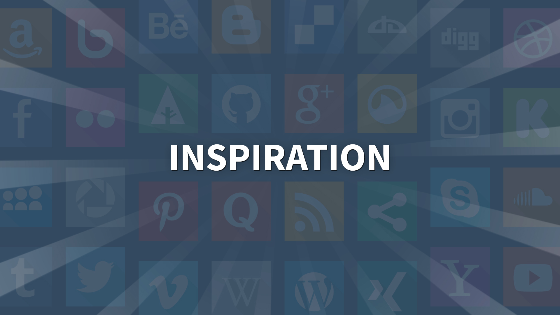 The word "inspiration" in front of several social media icons