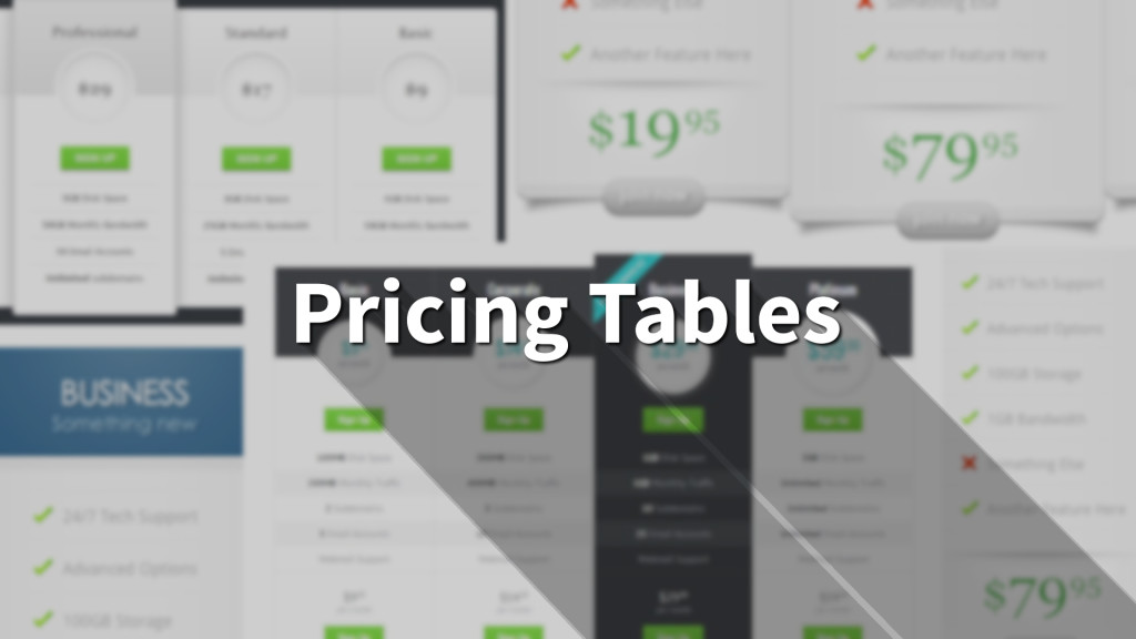 Several pricing tables from around the web all in the same image